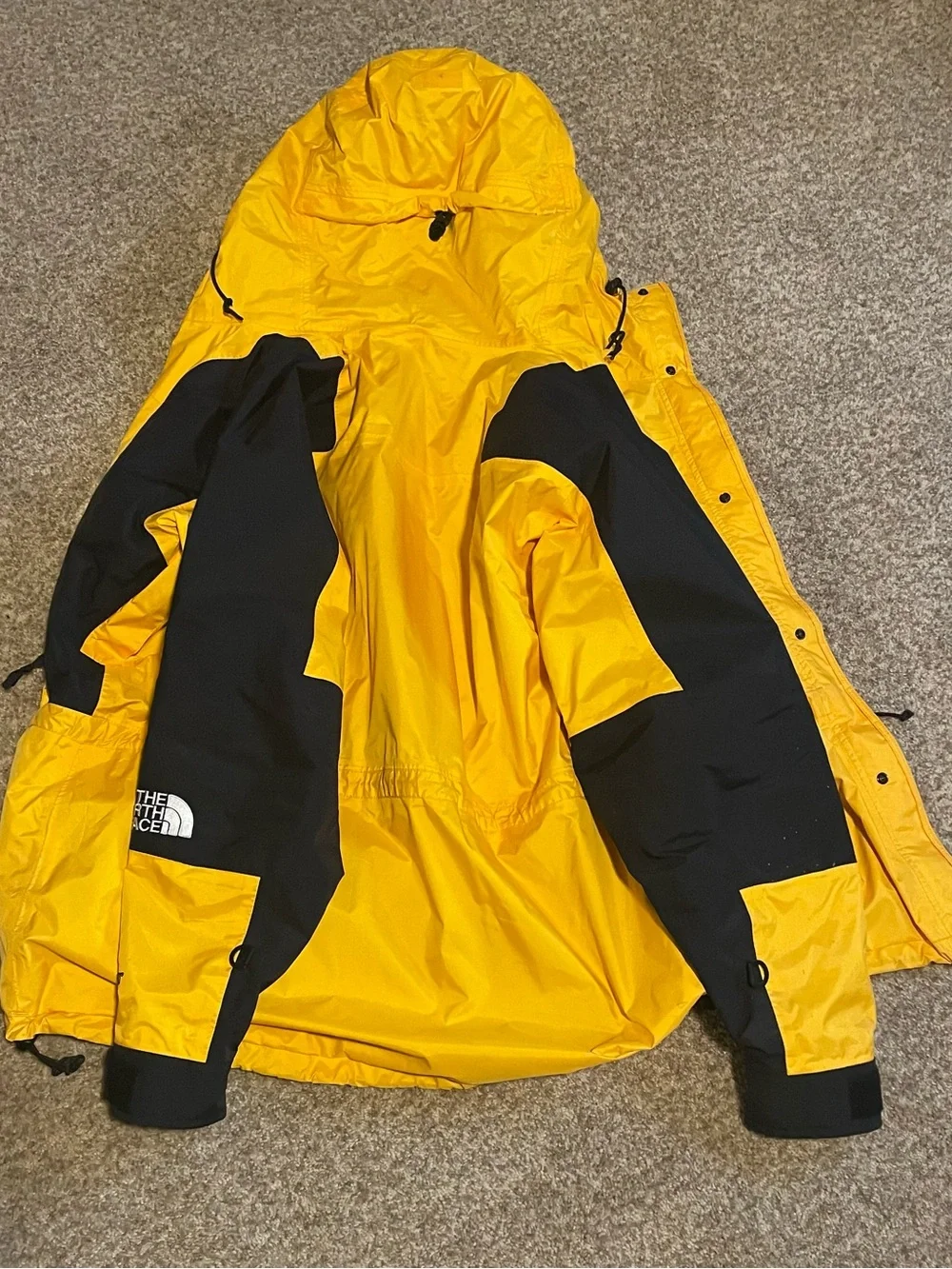 Men’s Large The North Face Nylon Gortex Shell Jacket Yellow Black Vintage 90’s